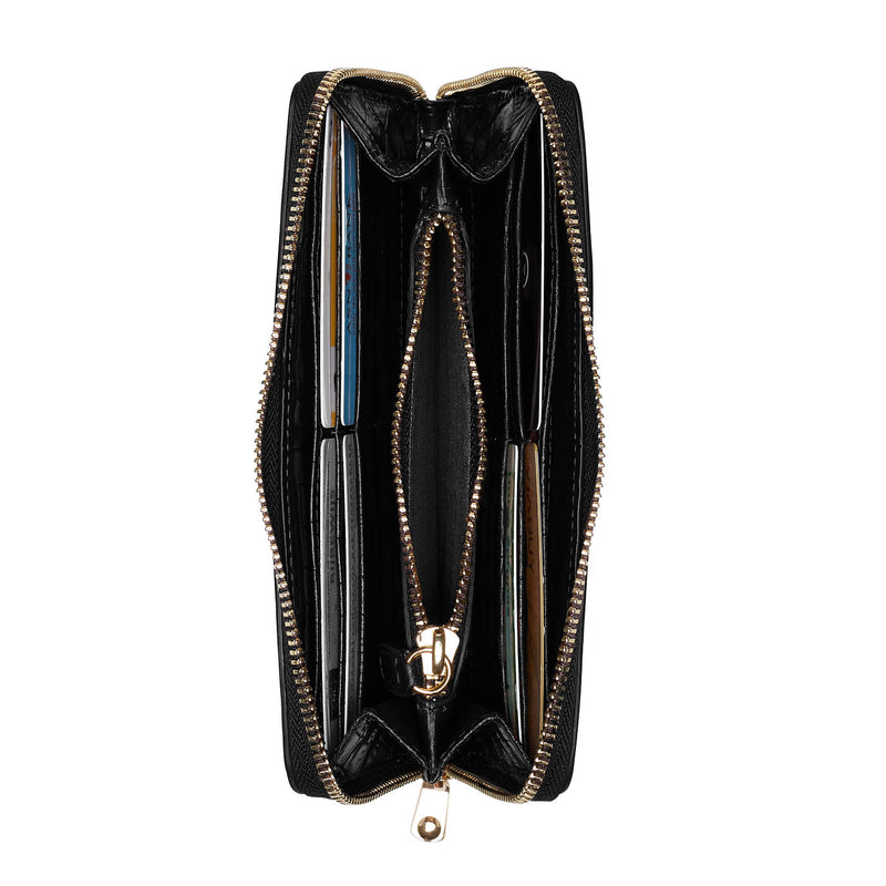 Isabel Bernard Honoré Léa Zwarte Croco Ritsportemonnee IB23007-zoom-