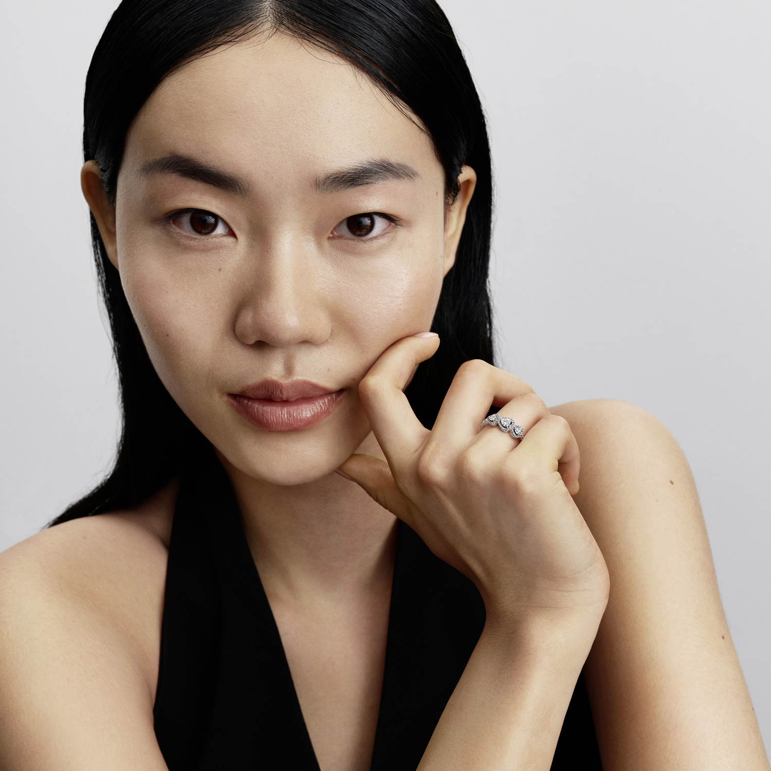 Pandora Timeless 925 Sterling Silver Halo Heart Trilogy Ring 194413C01-54