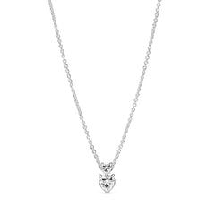 Pandora Timeless 925 Sterling Silver Double Heart Pendant Sparkling Necklace 391229C01-45 (Length: 45.00 cm)