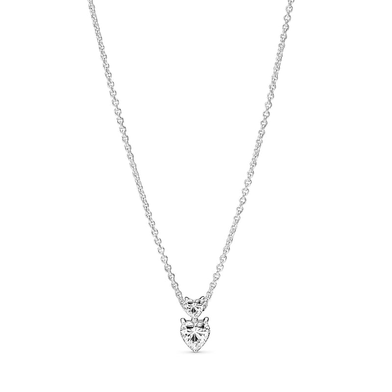 Pandora Timeless 925 Sterling Silver Double Heart Pendant Sparkling Necklace 391229C01-45 (Length: 45.00 cm)-zoom-