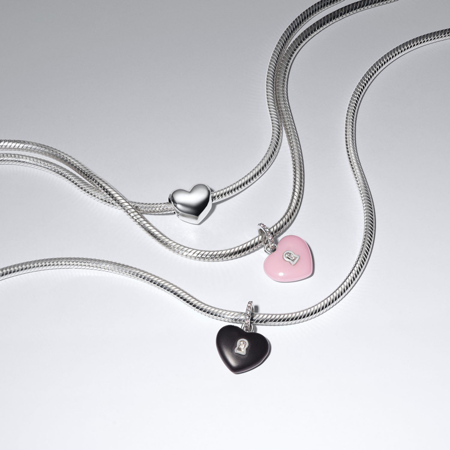 Pandora Moments 925 Sterling Silver Matte Black Ceramic Heart Padlock Pendant 794424C02