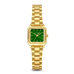 Violet Hamden Dawn Base Square Women's Watch Gold Coloured and Green VH09041