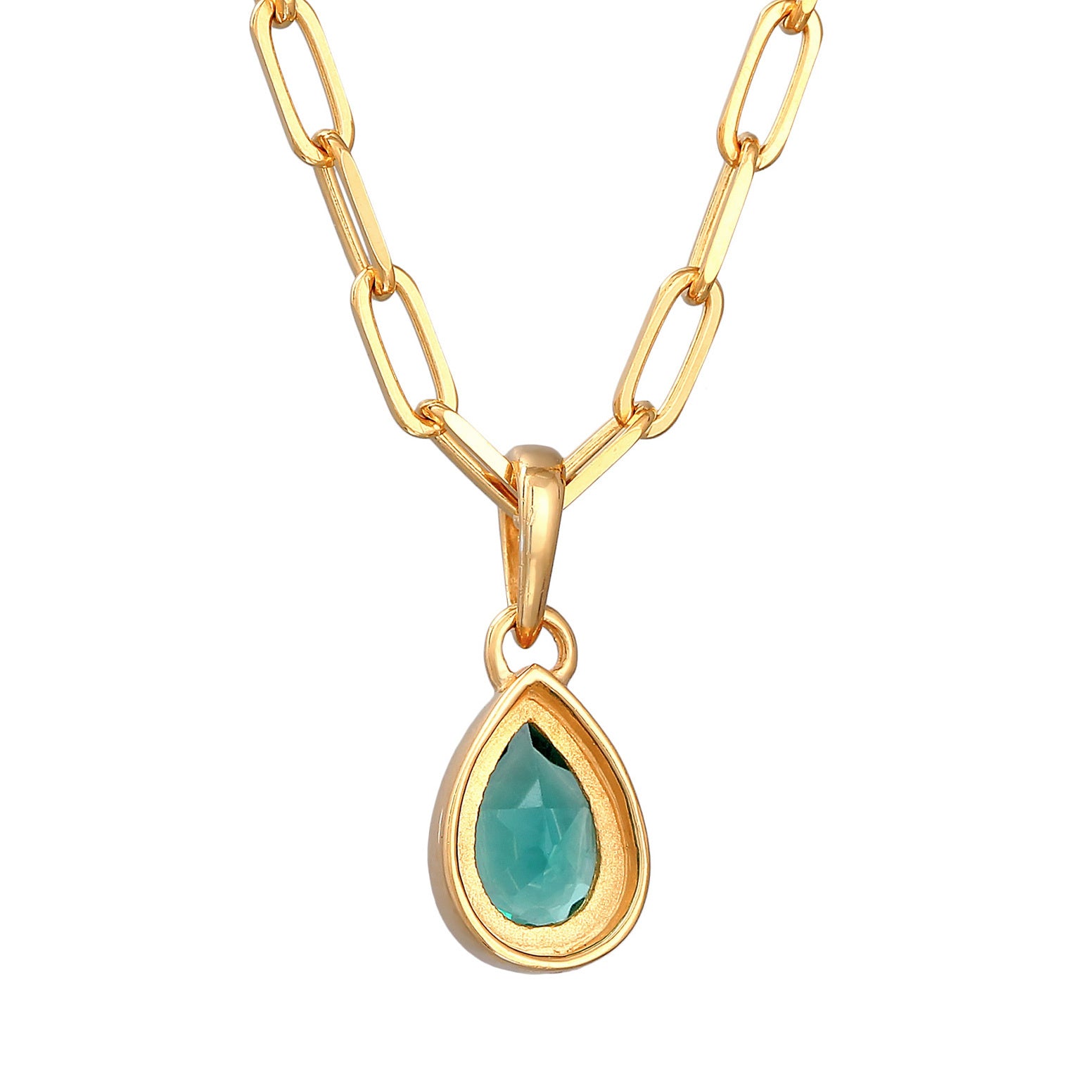 Elli 925 Sterling Silver Link Chain Necklace Gold plated with Quartz 2004-BF-0007907-001