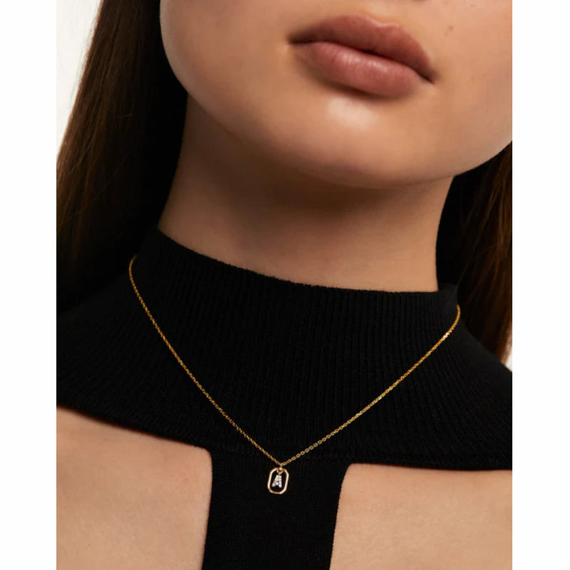 P D Paola 925 Sterling Silver Letter A Necklace CO01-512-U with 18K Gold Plating-zoom-