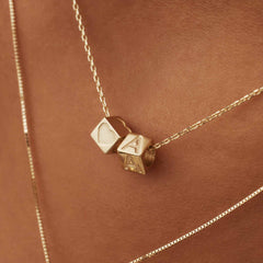Isabel Bernard Le Carré Felie 14 Carat Golden Initial Charm cube IB340043