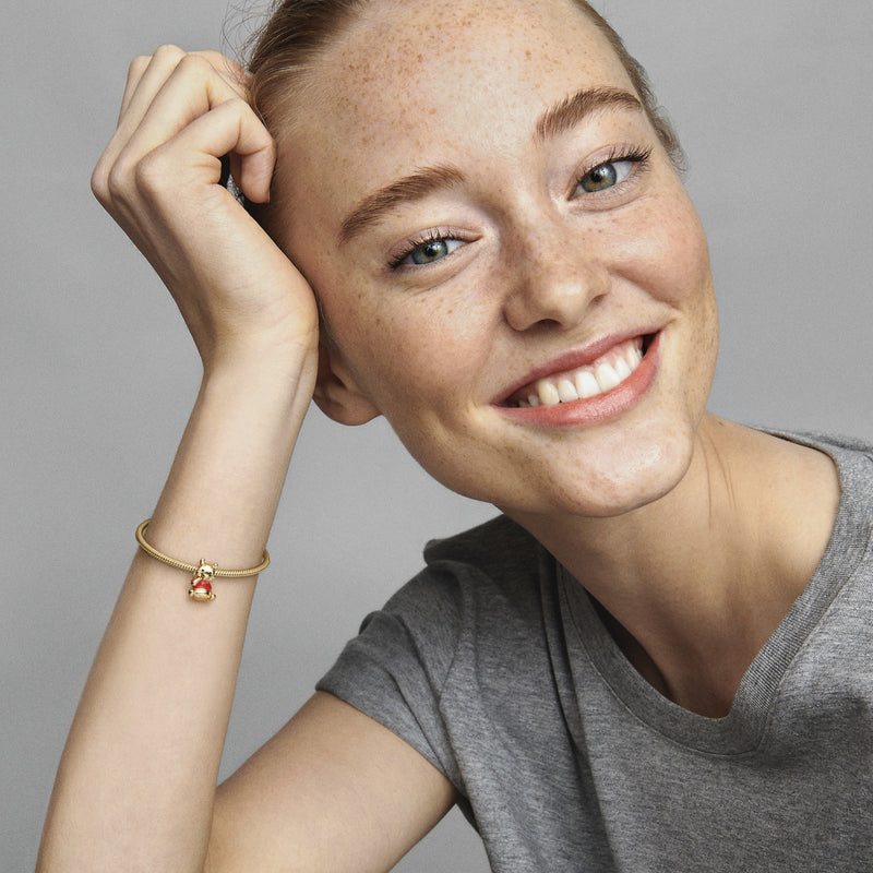 Pandora Disney 925 Sterling Silver Winnie The Pooh Bear Charm 762212C01with14K Gold Plating-zoom-