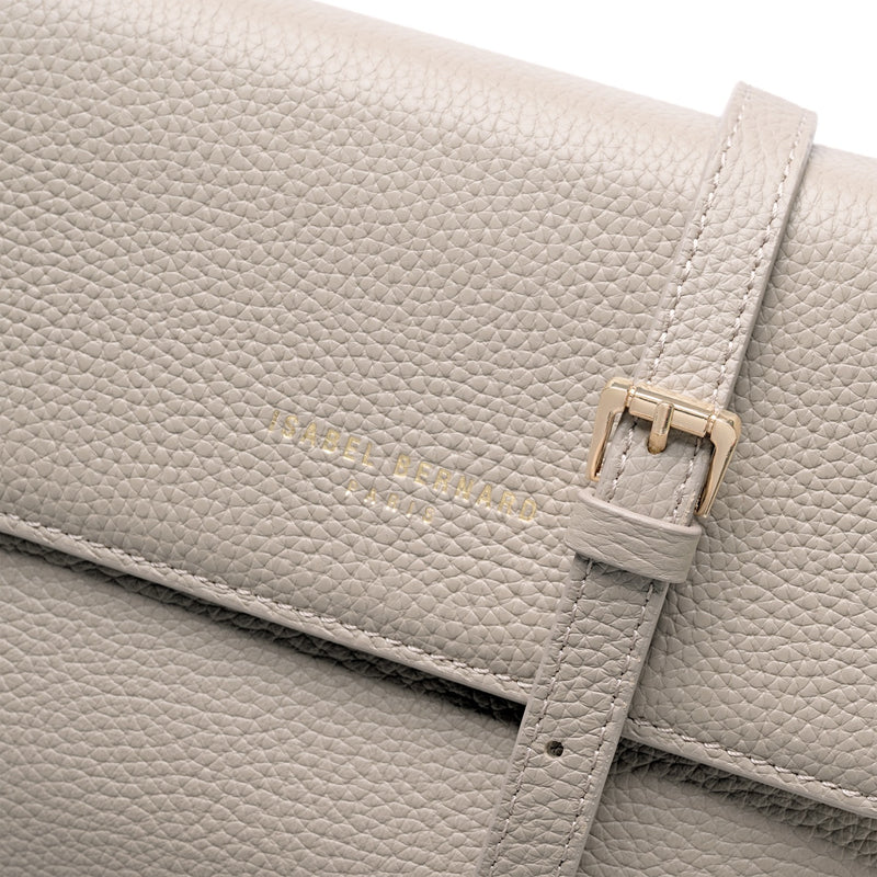 Isabel Bernard Femme Forte Heline Taupe Handtas van Kalfsleer IB21039-zoom-