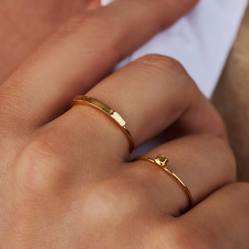 Violet Hamden Sisterhood Moonscape 925 Sterling Zilveren Goudkleurige Ring VH13029G-50 (Maat: 50)-zoom-