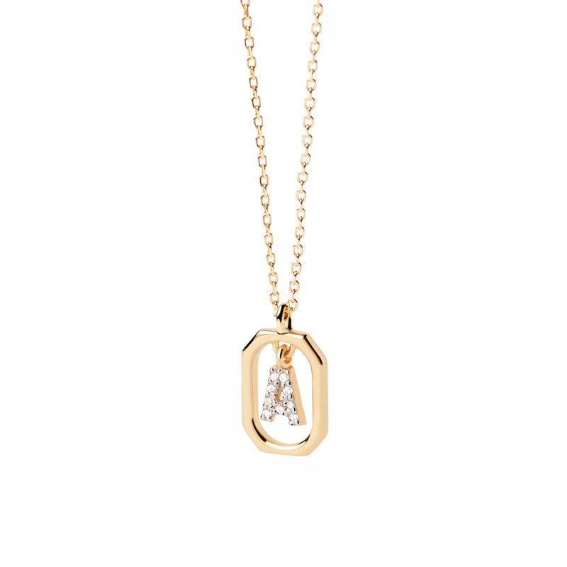 P D Paola 925 Sterling Silver Letter A Necklace CO01-512-U with 18K Gold Plating-zoom-