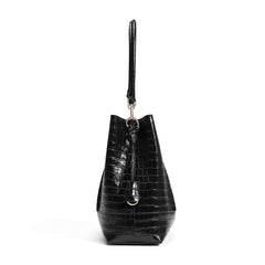 Isabel Bernard Femme Forte Macie Croco Black Calfskin Leather Handbag IB25074-201