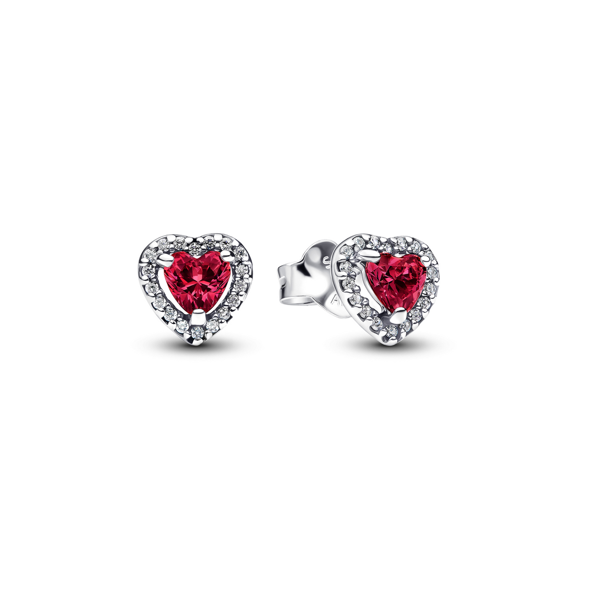 Pandora Timeless 925 Sterling Silver Raised Red Heart Stud Earrings 298427C04
