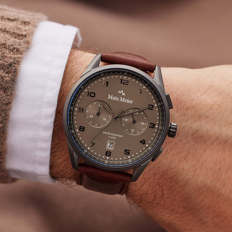 Mats Meier Mont Vélan Chrono Grijs/Bruine Horloge MM10005-zoom-