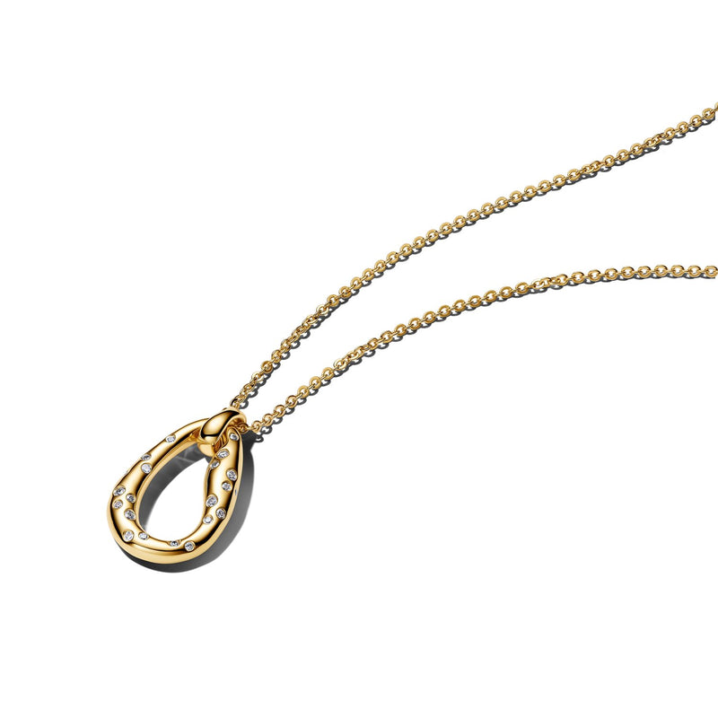 Pandora Essence Verguld Organisch Gevormd Stone-Set Pendant Ketting 364666C01-45-zoom-