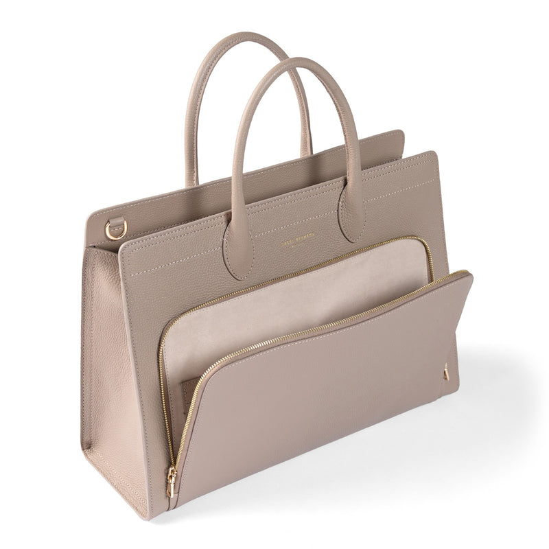 Isabel Bernard Honoré Nadine Taupe Handtas van Kalfsleer IB25038-zoom-