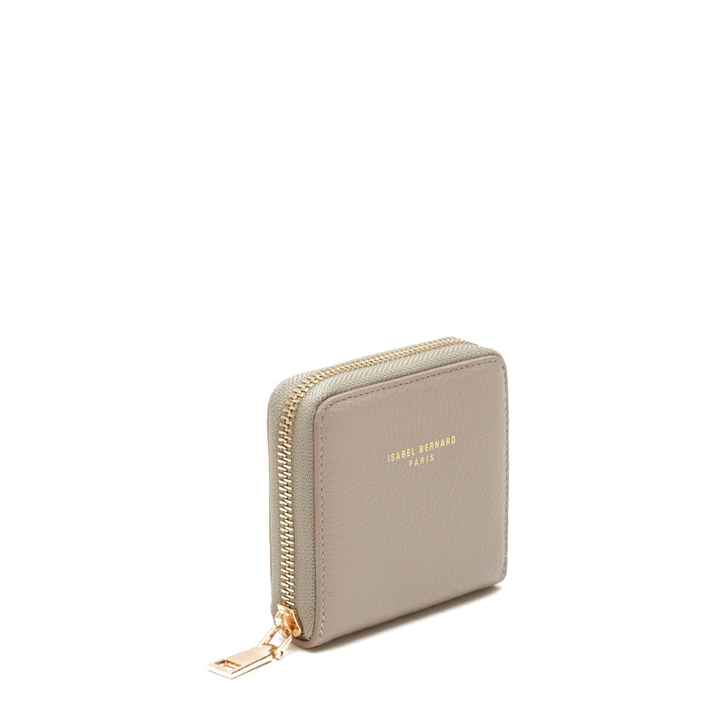 Isabel Bernard Honoré Jules Taupe Leren Ritsportemonnee van Kalfsleer IB23018-zoom-