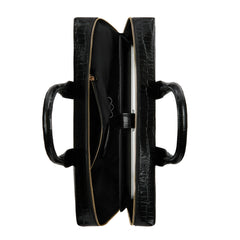 Isabel Bernard Honoré Anique Croco Black Calfskin Handbag IB25072