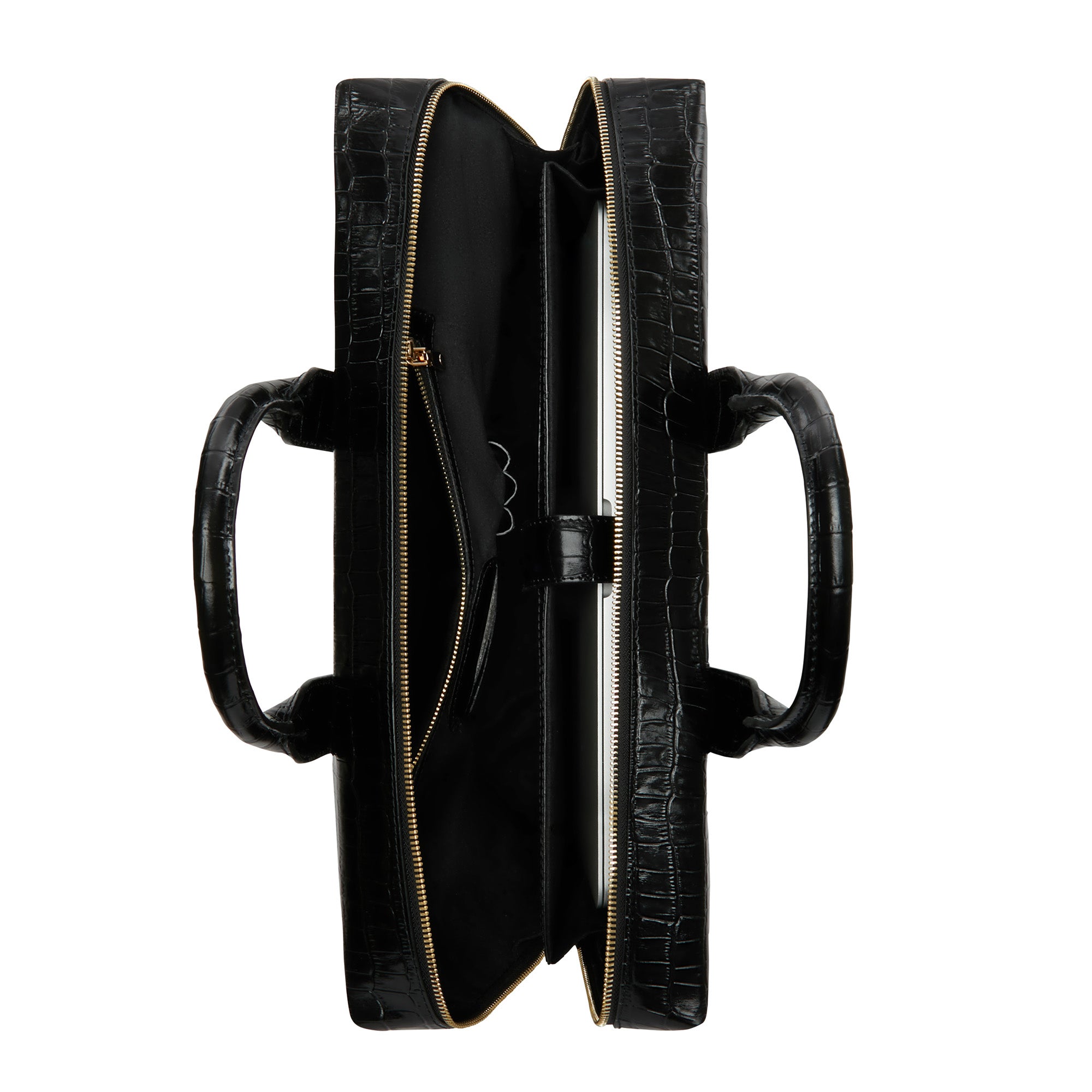 Isabel Bernard Honoré Anique Croco Black Calfskin Handbag IB25072