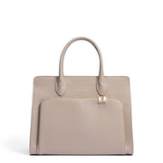 Isabel Bernard Honoré Nadine taupe kalfsleren handtas met 13 inch laptopvak IB25110-078-13