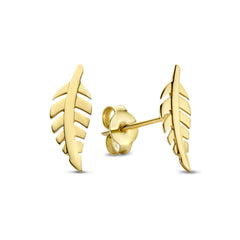 Isabel Bernard Cadeau d'Isabel 14 karat gold necklace and ear studs gift set with feather IB90186