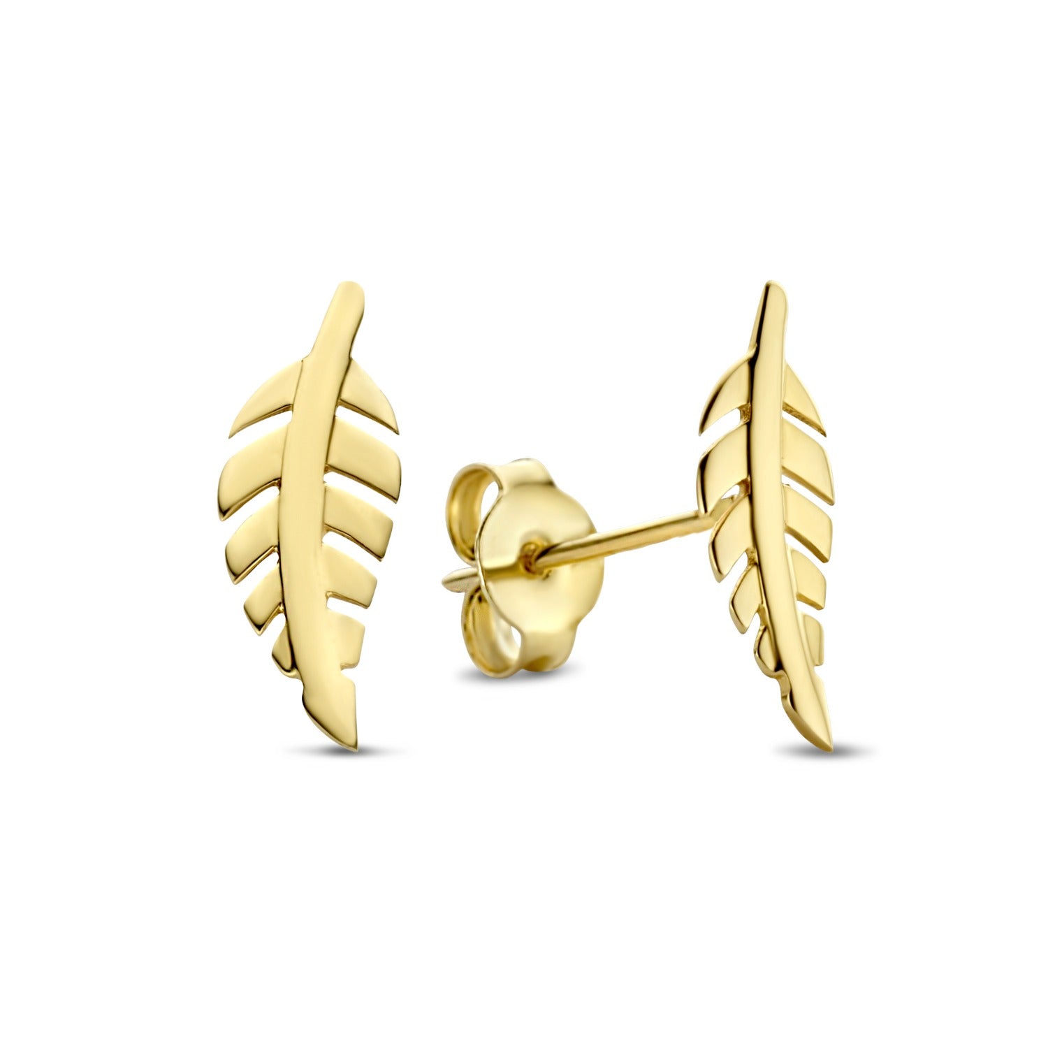 Isabel Bernard Cadeau d'Isabel 14 karat gold necklace and ear studs gift set with feather IB90186