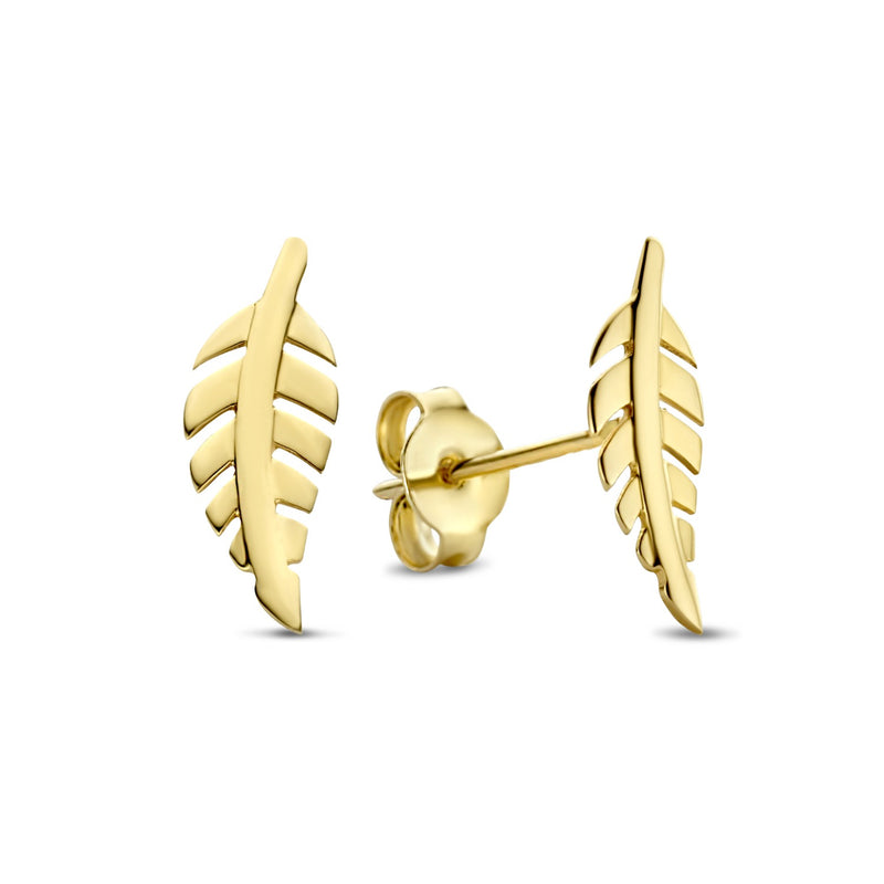 Isabel Bernard Cadeau d'Isabel 14 karaat gouden ketting en oorknopjes giftset met veertjes IB90186-zoom-