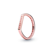 Pandora Signature 925 Sterling Silver Rosegold coloured Logo Thin Bar Ring 189048C00-50 (size: 50)