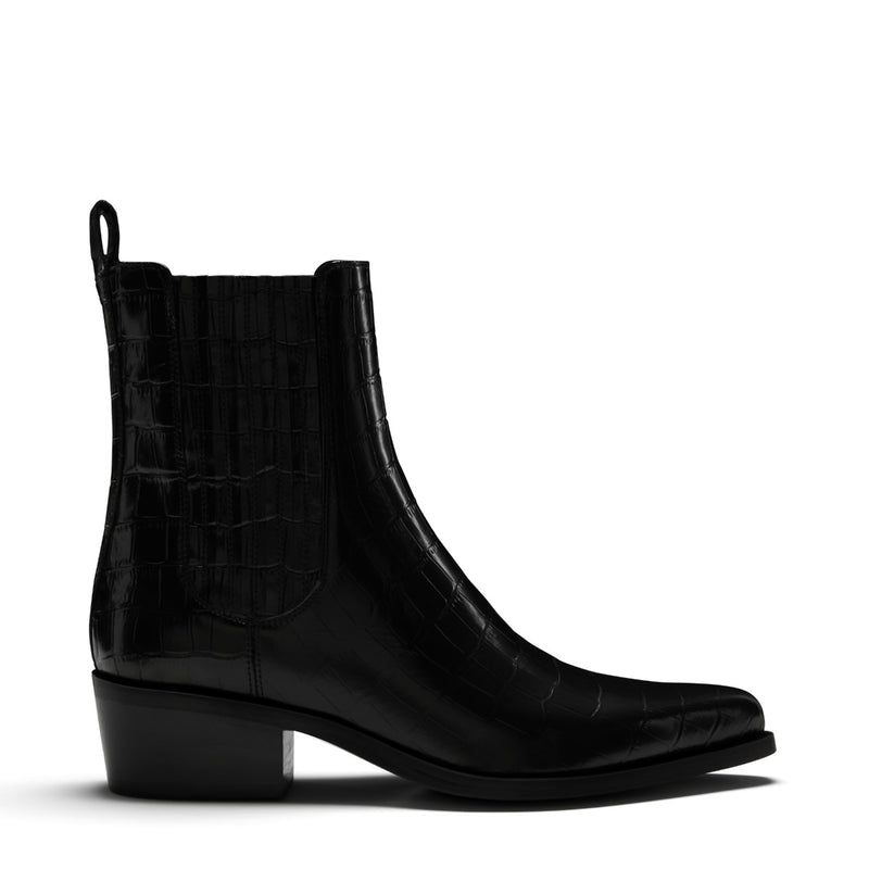 Isabel Bernard Vendôme Amandine croco black calfskin leather boots IB53010-201-36-zoom-