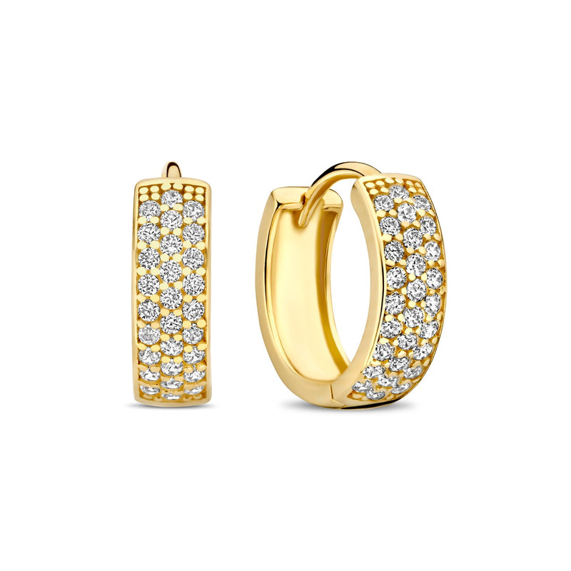 Beloro Jewels Monte Napoleone Stella 9 karat gold hoop earrings with zirconia BO360086-zoom-