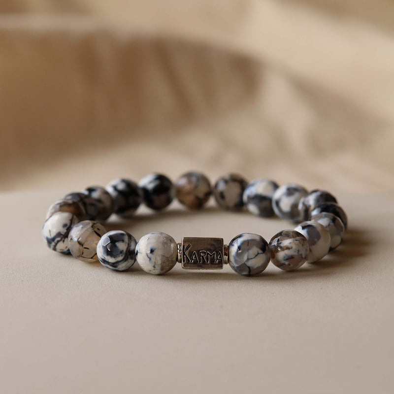 Karma 925 Sterling Silver Black/White Maddox Silver Bead Bracelet 96081 (Length 21.00 cm)-zoom-