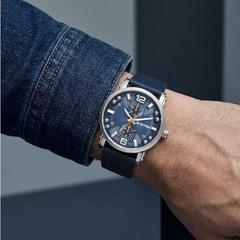 G-STAR Rovic Zilverkleurig en Blauw Herenhorloge GSW.509.01-zoom-