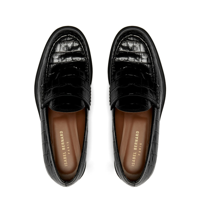Isabel Bernard Vendôme Blandine Croco Zwarte Kalfsleren Loafers IB51015-201-38-zoom-
