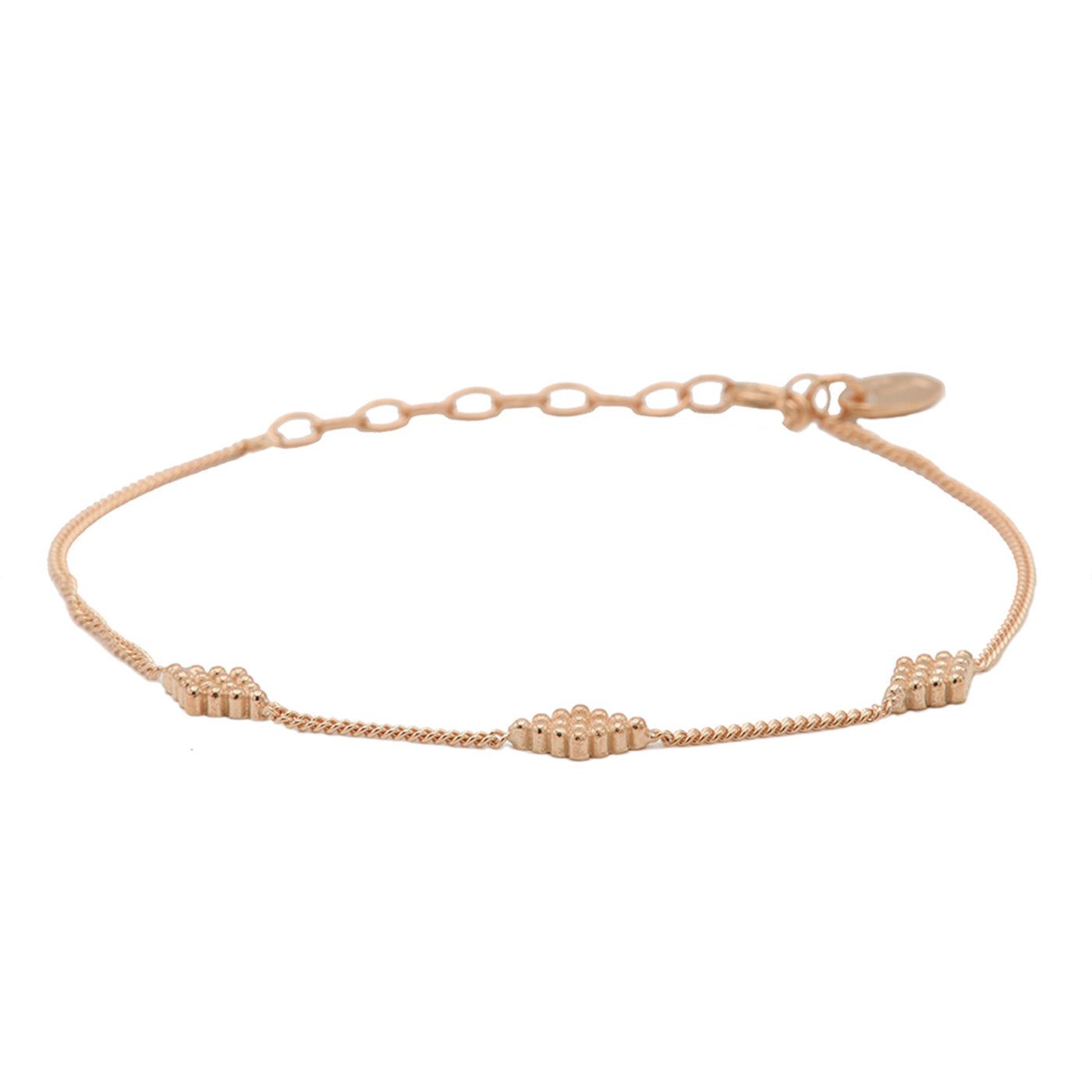Karma 925 Sterling Zilveren Diamond Shape Dots Roségoudkleurige Armband 94107 (Lengte: 16.50-19.00 cm)