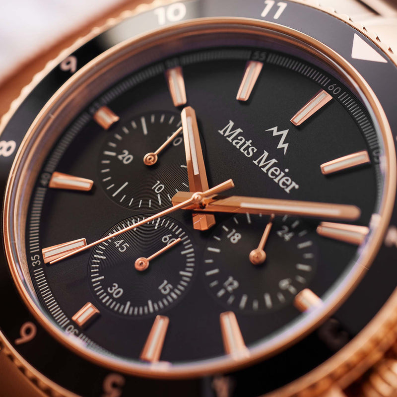 Mats Meier Ponte dei Salti Chronograaf Herenhorloge Rosé Goudkleurig en Zwart MM00510-zoom-