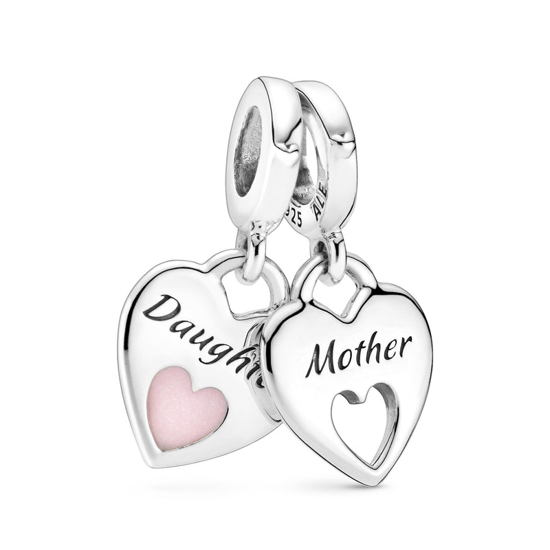Pandora People 925 Sterling Silver Mother and Daughter Hearts Charm 799187C01-zoom-