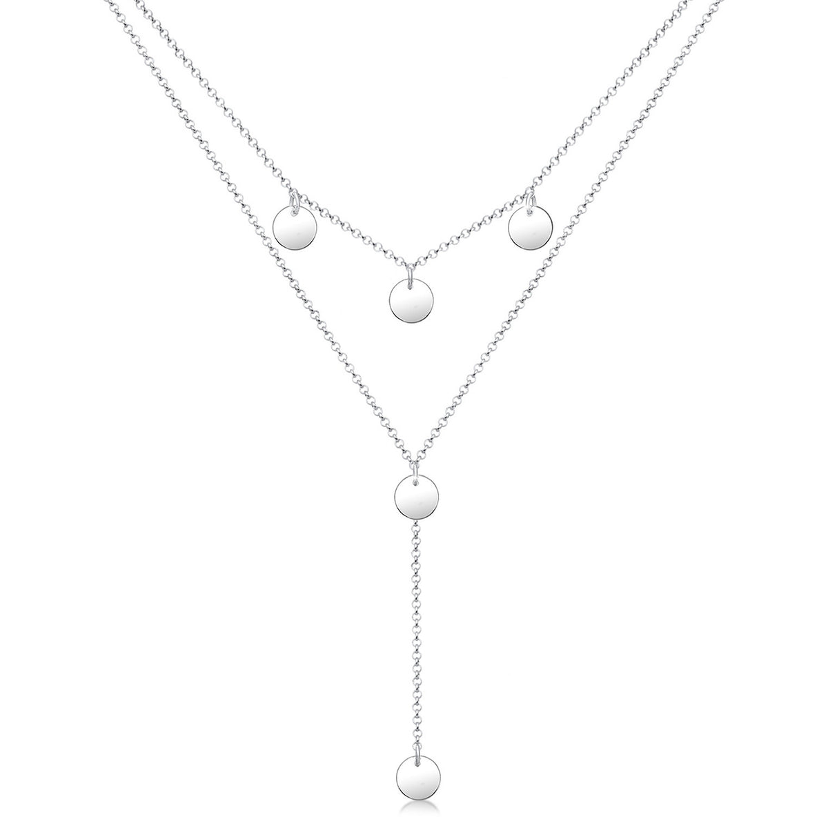 Elli 925 Sterling Silver Layered Y Chain Necklace 2004-BF-0007677-001