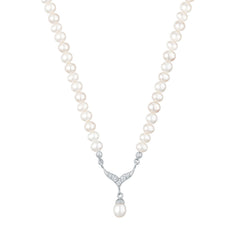 Elli 925 Sterling Silver Pearl Necklace with Zirconia 2004-BF-0008239-001