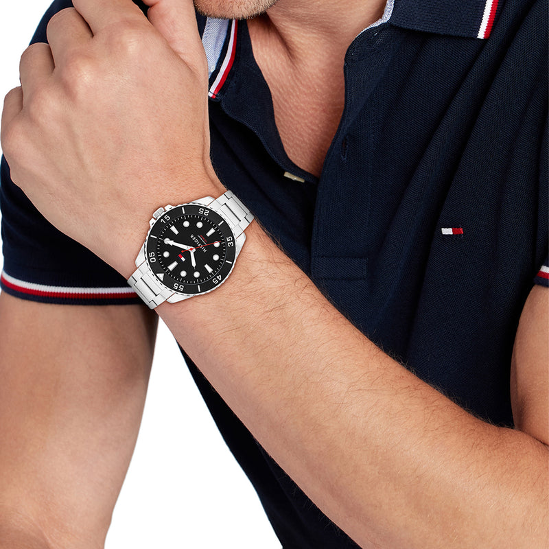 Tommy Hilfiger Oceanic Silver and Black Men's Watch TH1792203-zoom-