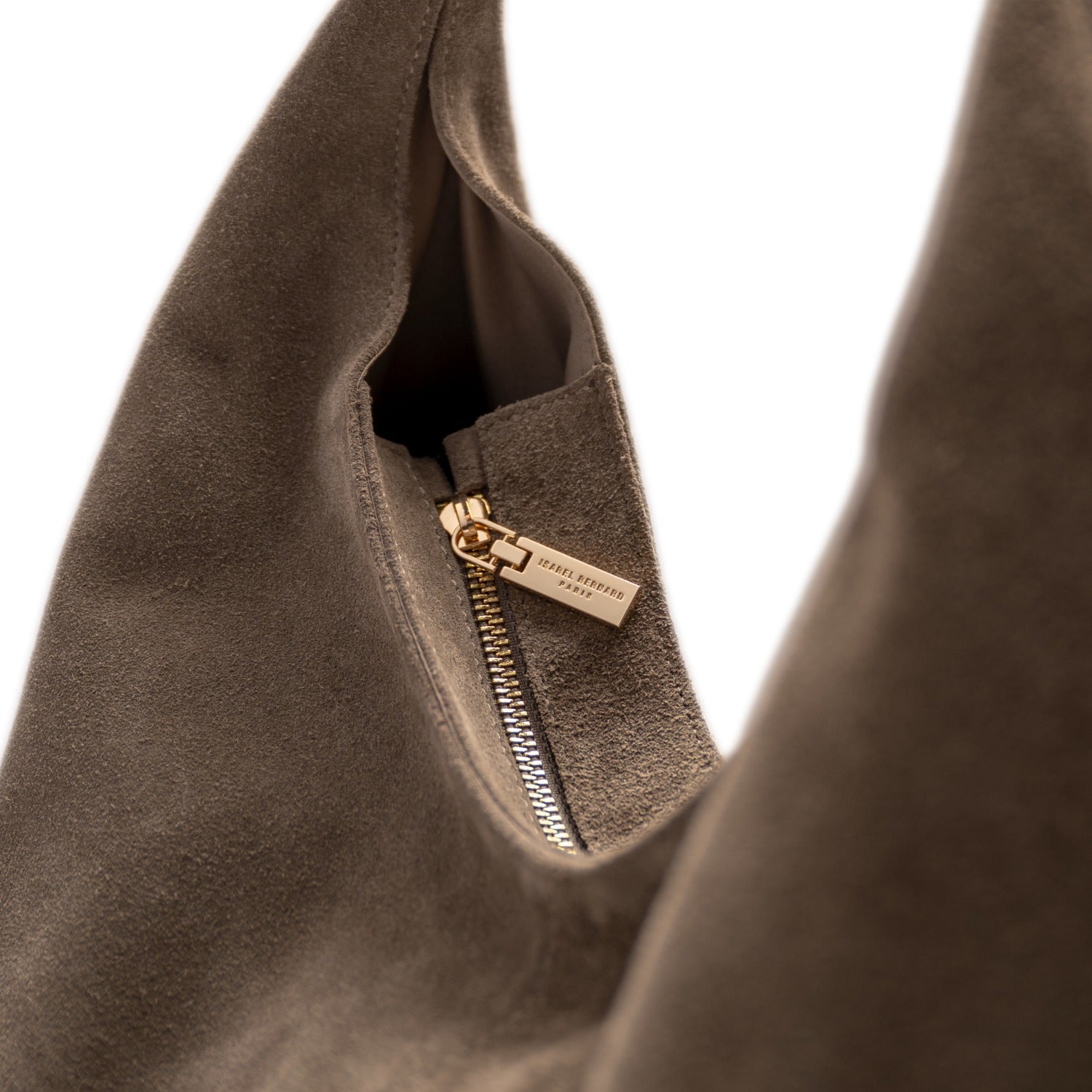 Isabel Bernard Honoré Grace taupe suede shoulder bag IB25093-178