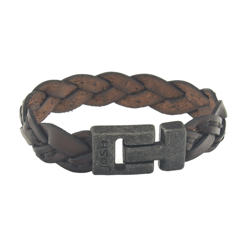 Josh Brown Leather Bracelet 24303-bra-VB/BROWN/L-zoom-