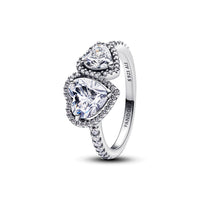 Pandora Classic Stone 925 Sterling Silver Hearts Ring 193659C01-56