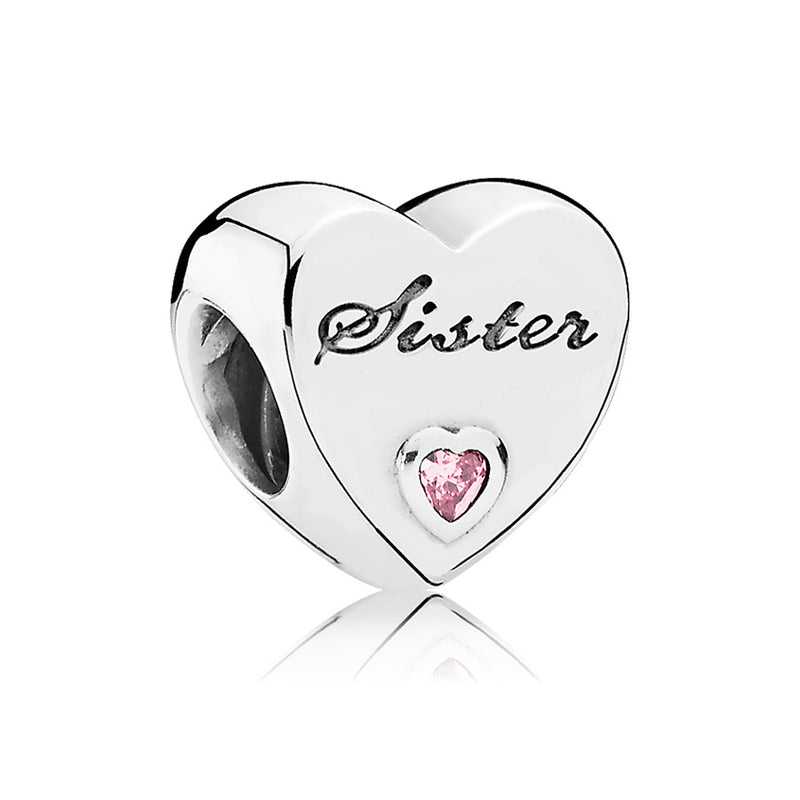 Pandora Silver Zuster Hart Charm 791946PCZ-zoom-