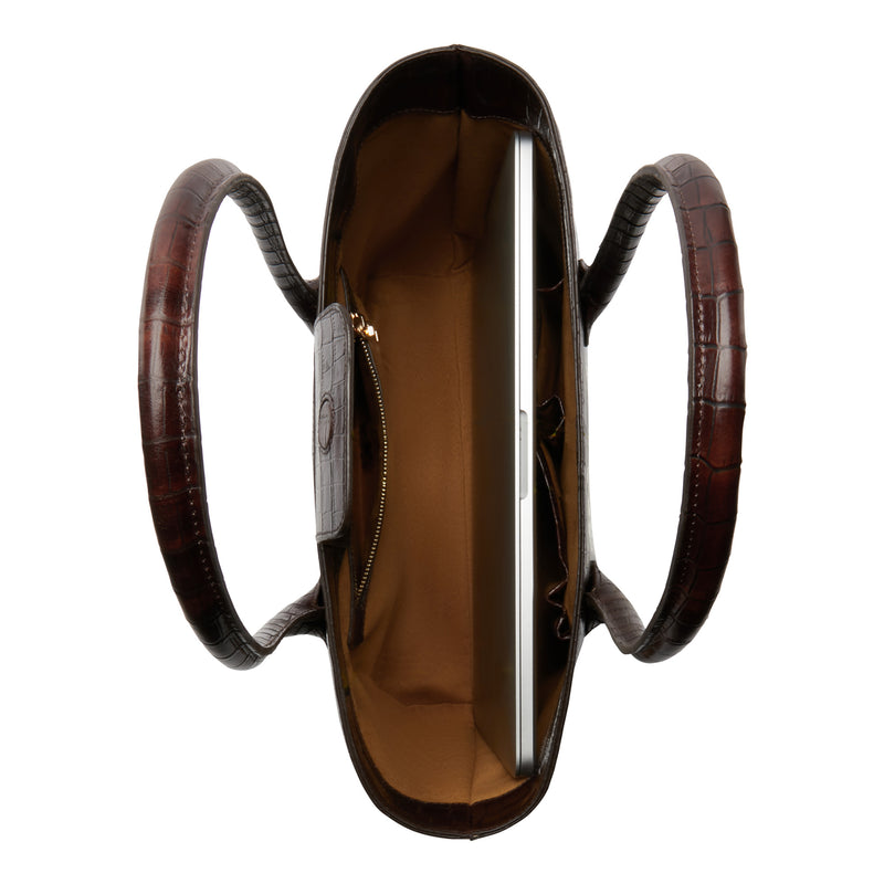 Isabel Bernard Honoré Lysanne Croco Bruine Kalfsleren Shopper IB25025-zoom-