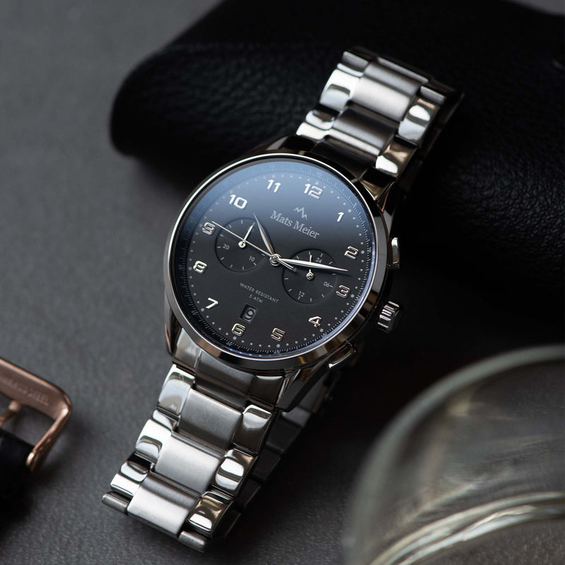 Mats Meier Mont Vélan Chrono Zwart/Zilverkleurig horloge MM10004-zoom-