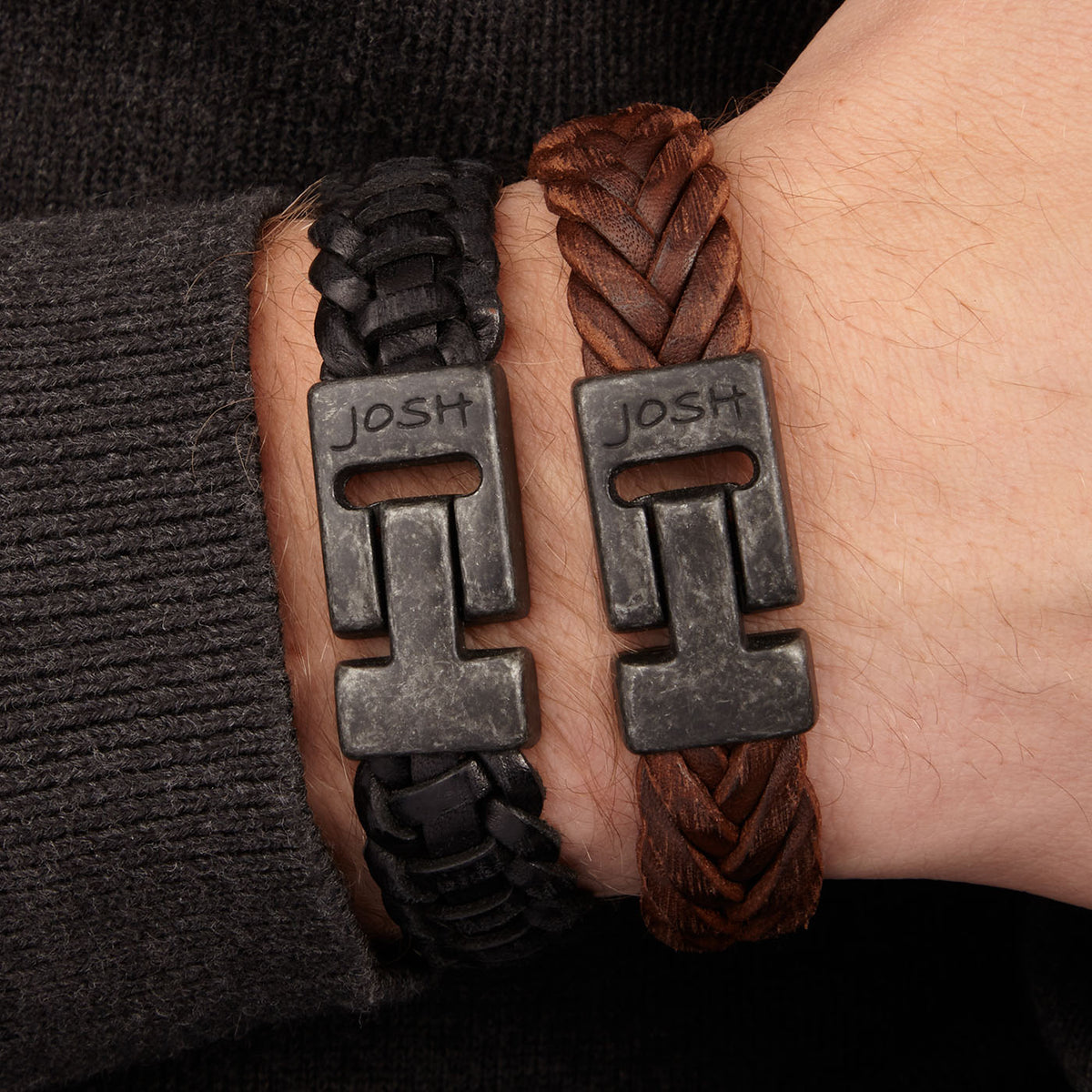 Josh Vintage Black-Brown Armband 24832-VB-BROWN-M (Lengte: 21.00 cm)
