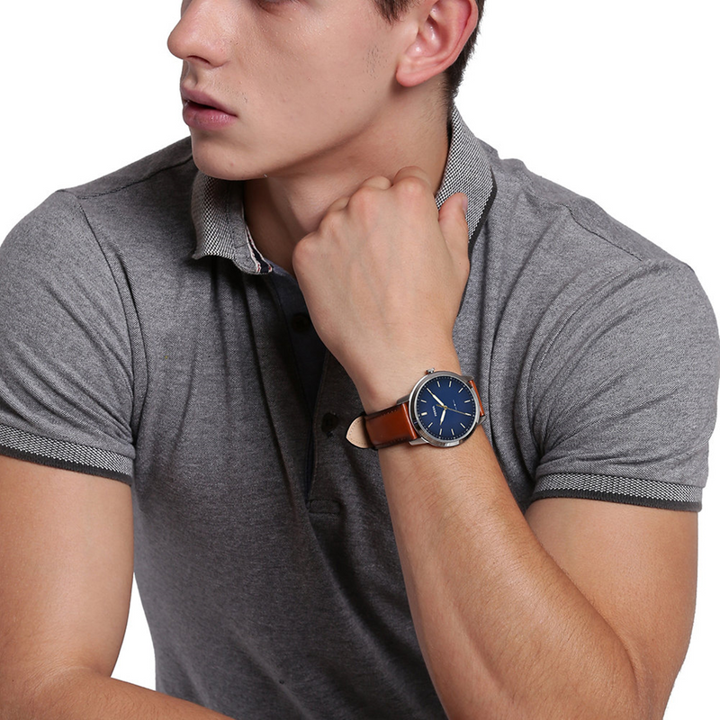 Fossil The Minimalist Silver and Blue Men's Watch FS5304-zoom-