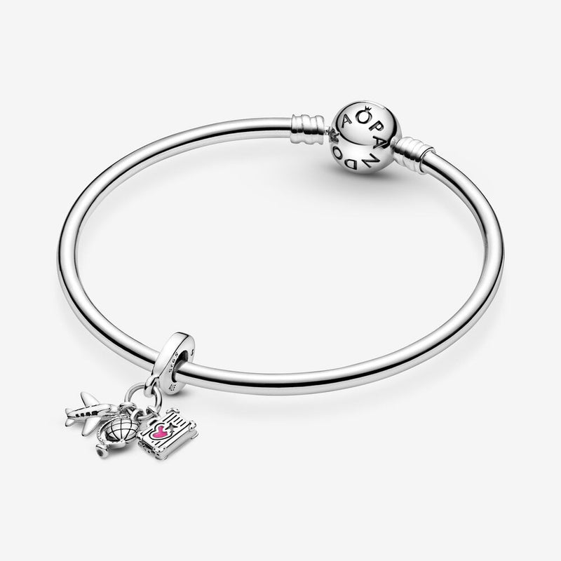 Pandora Places 925 Sterling Silver Airplane, Globe & Suitcase Charm 799435C01-zoom-