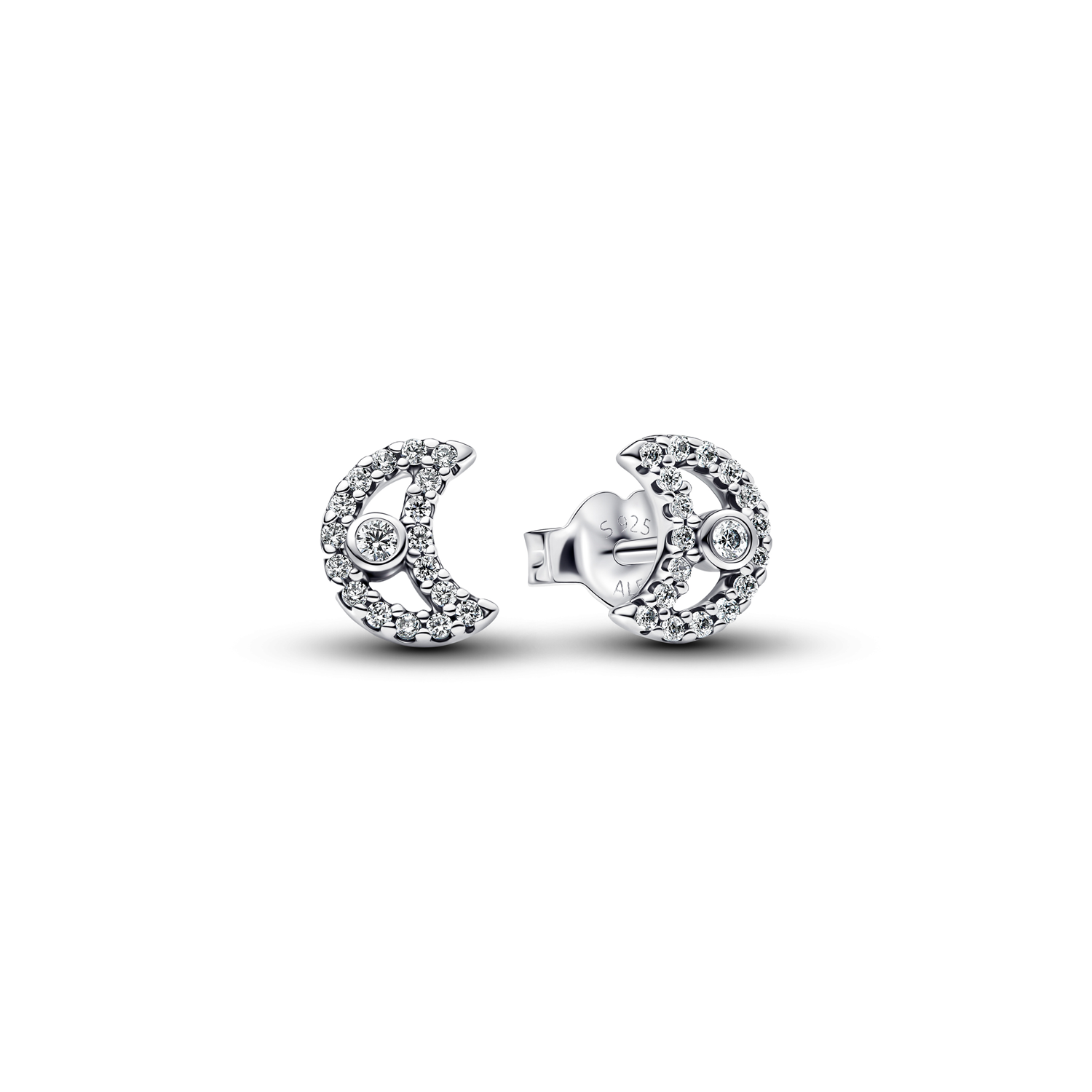 Pandora Moments 925 Sterling Silver Sparkling Moon Stud Earrings 294257C01