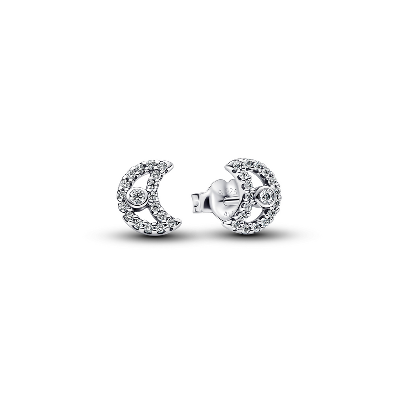 Pandora Moments 925 Sterling Silver Sparkling Moon Stud Earrings 294257C01-zoom-