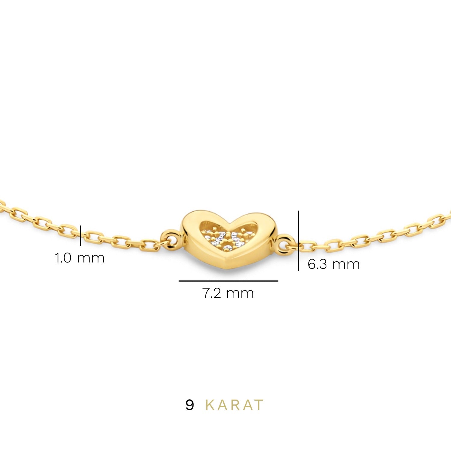 Beloro Jewels Regalo d'Amore 9 karat gold bracelet and ear studs gift set with heart BO90054