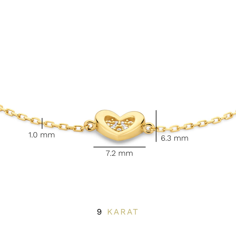 Beloro Jewels Regalo d'Amore 9 karaat gouden armband en oorstekers cadeauset met hart BO90054-zoom-